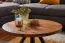 Table basse ronde en bois massif de sheesham | 60 x 60 x 35 cm | Plateau foncé, piétement métal noir