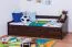 Lit fonctionnel ado en pin massif teinte noyer 94 | 90 x 200 cm | Sommier inclus