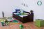Lit fonctionnel ado en pin massif teinte noyer 94 | 90 x 200 cm | Sommier inclus