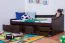 Lit fonctionnel ado en pin massif teinte noyer 94 | 90 x 200 cm | Sommier inclus