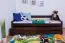 Lit fonctionnel ado en pin massif teinte noyer 94 | 90 x 200 cm | Sommier inclus