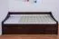 Lit fonctionnel ado en pin massif teinte noyer 94 | 90 x 200 cm | Sommier inclus