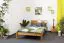 lit d'enfant / lit de jeunesse en pin massif couleur chêne A3, sommier à lattes inclus - Dimensions 140 x 200 cm