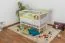 Lit bébé à barreaux en pin massif blanc | 60 x 120 cm | Sommier inclus | Réglable en hauteur