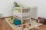 Lit bébé à barreaux en pin massif blanc | 60 x 120 cm | Sommier inclus | Réglable en hauteur