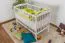 Lit bébé à barreaux en pin massif blanc | 60 x 120 cm | Sommier inclus | Réglable en hauteur