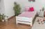 Lit simple / lit d'appoint en hêtre massif, verni blanc 118, sommier à lattes inclus - Dimensions 90 x 200 cm