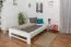 Lit simple / lit d'appoint en hêtre massif, laqué blanc 110, avec sommier à lattes - Dimensions 140 x 200 cm