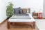 Lit simple / lit d'appoint en bois de pin massif, couleur noyer A21, sommier à lattes inclus - Dimensions 120 x 200 cm 