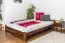 Lit simple / lit d'appoint en pin massif, couleur noyer A9, avec sommier à lattes - dimension 140 x 200 cm