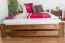 Lit simple / lit d'appoint en pin massif, couleur noyer A9, avec sommier à lattes - dimension 140 x 200 cm