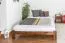 Lit Futon / lit en bois de pin massif, couleur noyer A10, incl. sommier à lattes - dimension 160 x 200 cm