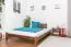 Lit Futon / lit en bois de pin massif, couleur noyer A10, incl. sommier à lattes - dimension 160 x 200 cm
