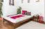 Lit Futon / lit en bois de pin massif, couleur noyer A10, incl. sommier à lattes - dimension 160 x 200 cm