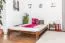 Lit Futon / lit en bois de pin massif, couleur noyer A10, incl. sommier à lattes - dimension 160 x 200 cm