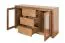 Vitrine Selun 01, Couleur : Chêne brun foncé - 80 x 140 x 43 cm (H x L x P)