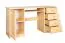 Bureau pin massif bois massif naturel Junco 187 - dimensions 75 x 140 x 55 cm