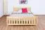 Lit double / lit d'appoint en pin massif naturel 65, sommier à lattes inclus - 160 x 200 cm