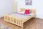 Lit double / lit d'appoint en pin massif naturel 65, sommier à lattes inclus - 160 x 200 cm