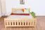 Lit double / lit d'appoint en pin massif naturel 65, sommier à lattes inclus - 160 x 200 cm