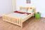 Lit double / lit d'appoint en pin massif naturel 65, sommier à lattes inclus - 160 x 200 cm