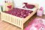 Lit enfant ou adolescent en pin massif naturel 140 x 200 cm | Inclus sommier à lattes | Design moderne | Structure robuste