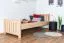 Lit simple / lit d'appoint en hêtre massif, naturel 107, sommier à lattes inclus - Dimensions 80 x 200 cm