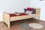 Lit simple / lit d'appoint en hêtre massif, naturel 107, sommier à lattes inclus - Dimensions 80 x 200 cm