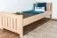 Lit simple / lit d'appoint en hêtre massif, naturel 107, sommier à lattes inclus - Dimensions 80 x 200 cm