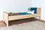 Lit simple / lit d'appoint en hêtre massif, naturel 107, sommier à lattes inclus - Dimensions 80 x 200 cm