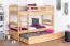 Lits superposés pour adultes "Easy Premium Line" K18/h avec couchage supplémentaire et 2 caches, Tête de lit ajourée, Hêtre massif naturel - Couchage : 90 x 200 cm, Convertibles