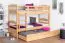 Lits superposés pour adultes "Easy Premium Line" K18/h avec couchage supplémentaire et 2 caches, Tête de lit ajourée, Hêtre massif naturel - Couchage : 90 x 200 cm, Convertibles