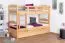Lits superposés pour adultes "Easy Premium Line" K18/h avec couchage supplémentaire et 2 caches, Tête de lit ajourée, Hêtre massif naturel - Couchage : 90 x 200 cm, Convertibles