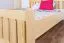 Lit double / lit d'appoint en pin massif naturel 65, sommier à lattes inclus - 160 x 200 cm