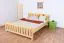 Lit double / lit d'appoint en pin massif naturel 65, sommier à lattes inclus - 160 x 200 cm