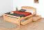 Lit simple / lit d'appoint "Easy Premium Line" K5, incl. 2 tiroirs et 1 panneau de recouvrement, 140 x 200 cm hêtre massif naturel, incl. sommier à lattes
