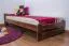 Lit simple / lit d'appoint en bois de pin massif, couleur noyer A9, avec sommier à lattes - dimension 90 x 200 cm 