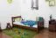 Lit d'enfant / lit de jeunesse en bois de pin massif, couleur noyer A22, sommier à lattes inclus - Dimensions 90 x 200 cm 