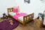 Lit d'enfant / lit de jeunesse en bois de pin massif, couleur chêne A22, sommier à lattes inclus - Dimensions 90 x 200 cm 