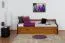 Lit fonctionnel ado pin massif | Finition chêne rustique | 90 x 200 cm | Inclus sommier | Compact et robuste