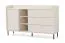 Commode / 3 tiroirs / Couleur : Beige avec effet bois / 5 compartiments / Dimensions : 153,5 x 42 x 91 cm / 1 porte / Pieds et poignées : métal / Buffet / Pour le salon