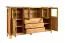 Large vitrine avec quatre portes Floresta 04, nature, chêne massif, suffisamment d'espace de rangement, 130 x 230 x 48 cm, trois tiroirs, système Soft-Close inclus, design moderne