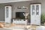 Vitrine Gimone 02 en pin finlandais | Blanc & Tabac | 200 x 95 x 41 cm | 2 portes vitrées | Élégance et rangement
