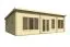 Maison de vacances / Maison de jardin avec 5 pièces, plancher inclus, en bois de sapin nordique, 40 mm Maison en madriers, surface au sol : 49,9 m², dimensions extérieures : 840 x 595 cm, fenêtres et porte en verre isolant, toit plat