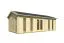 Abri de jardin en bois d'épicéa nordique, surface au sol : 32 m², Maison en madriers de 70 mm, fenêtres et porte en verre isolant, Toit à deux versants, dimensions extérieures : 400 x 800 cm