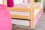 Lit cabane enfant bois massif naturel D3 | Tiroir rose | Sommier inclus | 80 x 160 cm