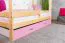 Lit cabane enfant bois massif naturel D3 | Tiroir rose | Sommier inclus | 80 x 160 cm
