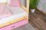 Lit cabane enfant bois massif naturel D3 | Tiroir rose | Sommier inclus | 80 x 160 cm
