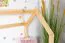 Lit cabane enfant bois massif naturel D3 | Tiroir rose | Sommier inclus | 80 x 160 cm