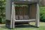 Lit lounge Paris Rattan avec rembourrage en acier - Couleur : Anthracite, Couleur du tissu : taupe, longueur : 2360 mm, largeur : 1800 mm, hauteur : 2100 mm